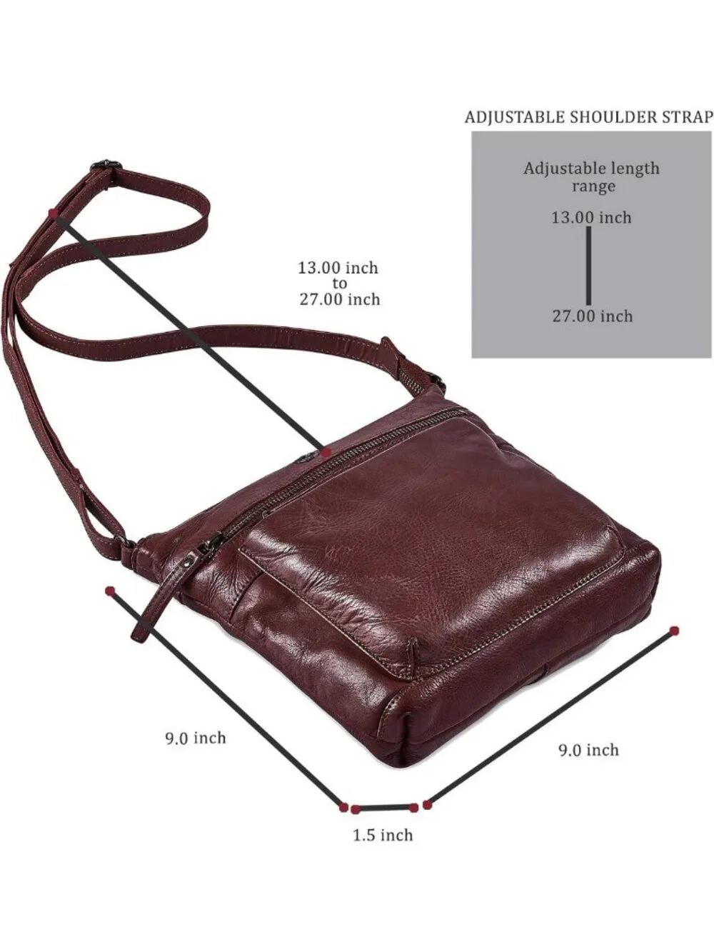 Vintage Genuine Leather Small Crossbody Bag for Women - Adjustable Travel